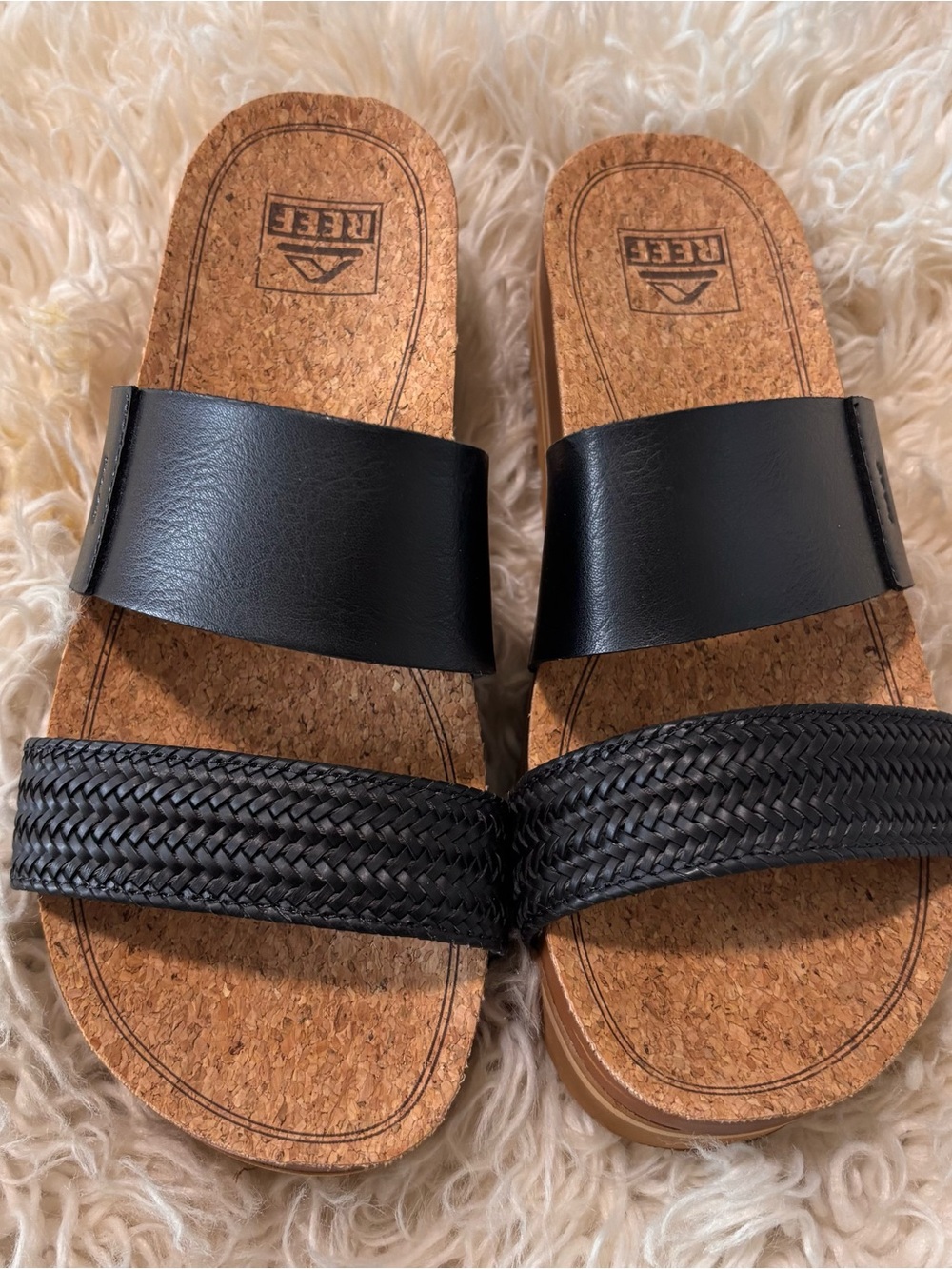 Reef Women’s Black Cork Slide Sandals